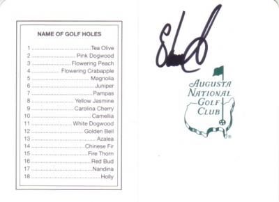 Stuart Appleby autographed Augusta National Masters scorecard