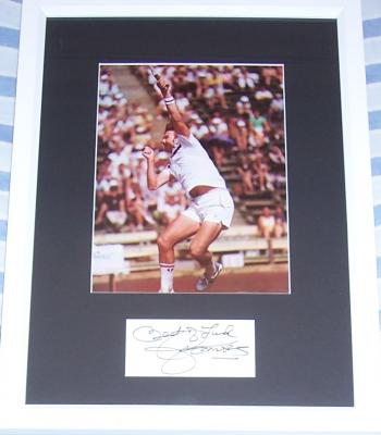 Jimmy Connors autograph matted & framed with vintage tennis photo