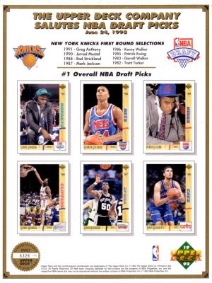 1992 Upper Deck NBA Draft card sheet (David Robinson) ltd edit 7000
