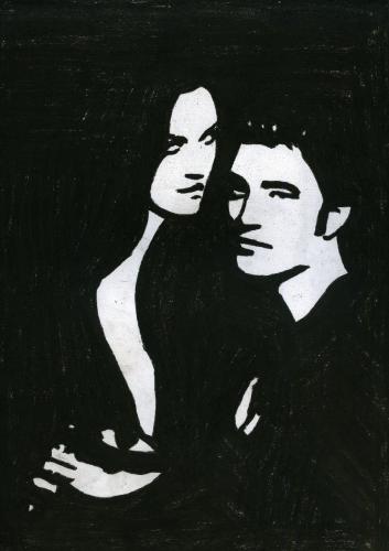 Robert Pattinson and Kristen Stewart pop art hand made painting