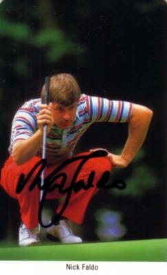 Nick Faldo autographed 1987 Fax Pax golf Rookie Card