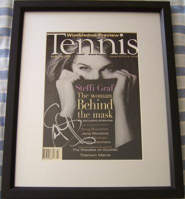 Steffi Graf autographed Tennis magazine cover matted & framed