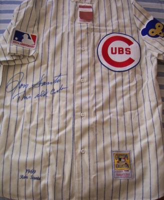 Ron Santo autographed Chicago Cubs 1969 Mitchell & Ness jersey inscribed This Old Cub