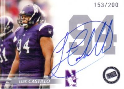 Luis Castillo certified autograph Northwestern 2005 Press Pass card (#153/200)