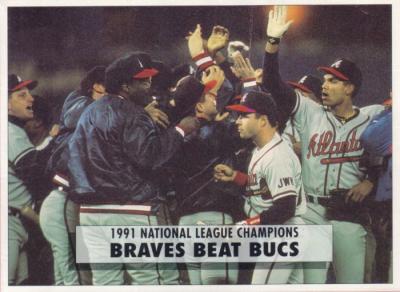 1991 Atlanta Braves National League Champions 1992 OPC 5x7 box bottom card