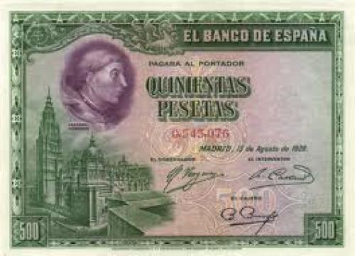  Banknotes, Spain  500 Pesetas; Year 1928