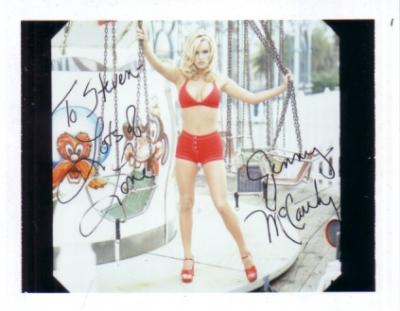 Jenny McCarthy autographed 1996 swimsuit calendar test photo (To Steven)