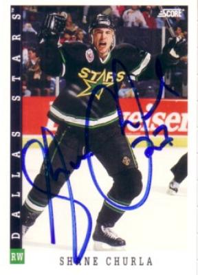Shane Churla autographed Dallas Stars 1993-94 Score card