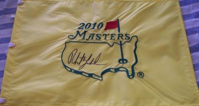 Phil Mickelson autographed 2010 Masters golf pin flag