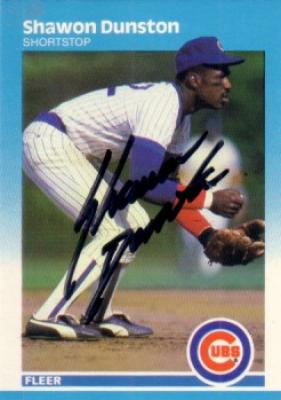 Shawon Dunston autographed Chicago Cubs 1987 Fleer card