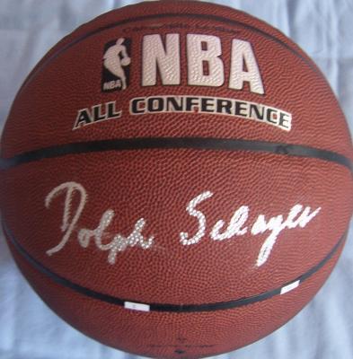 Dolph Schayes autographed NBA All-Conference indoor/outdoor basketball