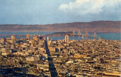 San Francisco Bay Bridge 1960s postcard