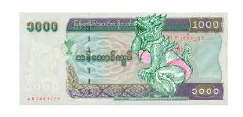 Banknotes; New Kyat 1000 Bank Note in Burma.