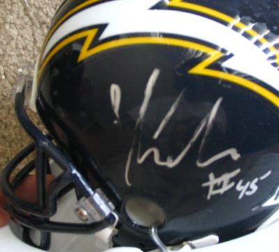 Shawne Merriman autographed San Diego Chargers mini helmet