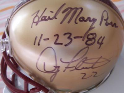 Doug Flutie & Gerard Phelan autographed Boston College mini helmet inscribed Hail Mary