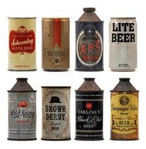 Breweriana; set vintage beer cans featuring the much-maligned
