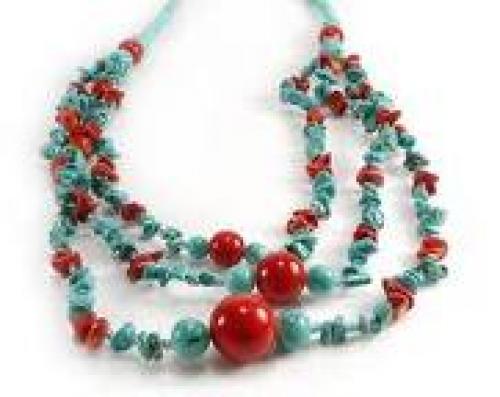 Coral Color Beaded Necklace