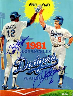 Steve Garvey & Dusty Baker autographed Los Angeles Dodgers 1981 Yearbook