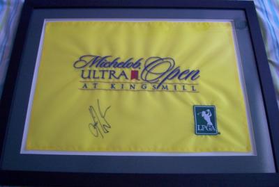 Karrie Webb autographed 2006 LPGA Michelob Ultra Open flag matted & framed