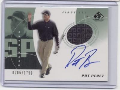 Pat Perez certified autograph worn shirt 2002 SP Golf card