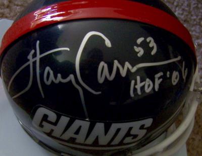 Phil Simms & Harry Carson autographed New York Giants throwback mini helmet