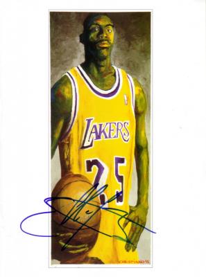 Eddie Jones autographed Los Angeles Lakers art print