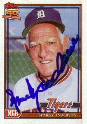 Sparky Anderson autographed Detroit Tigers 1991 Topps card
