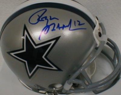 Roger Staubach autographed Dallas Cowboys mini helmet