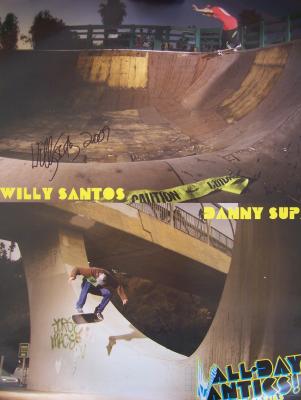 Willy Santos autographed 18x24 skateboarding poster