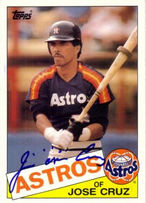 Jose Cruz autographed Houston Astros 1985 Topps 5x7 jumbo card