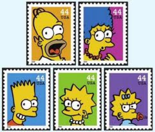 Stamps;  usa bart The Simpsons stamps from USA