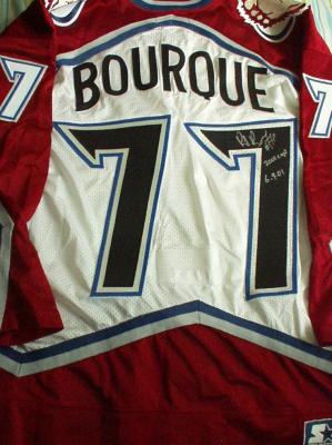 Ray Bourque autographed Colorado Avalanche authentic game model jersey inscribed 2001 Cup