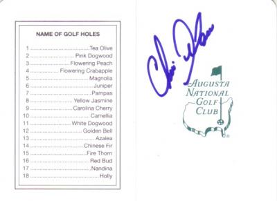 Chris DiMarco autographed Augusta National Masters scorecard