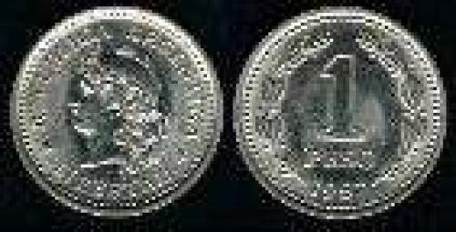 1 Peso; Year: 1957-1983; (km 57); Nickel-Clad-Steel; LIBERTAD