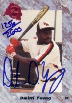 Dmitri Young certified autograph 1991 Classic card
