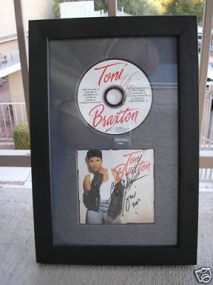 Toni Braxton dual autographed CD & CD booklet matted & framed