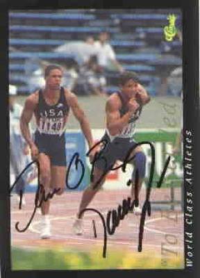 Dan O'Brien & Dave Johnson (decathlon) autographed 1992 World Class Athletes card