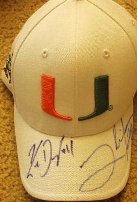 Clinton Portis & Ken Dorsey autographed Miami Hurricanes cap or hat
